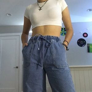 wide legged drawstring jeans